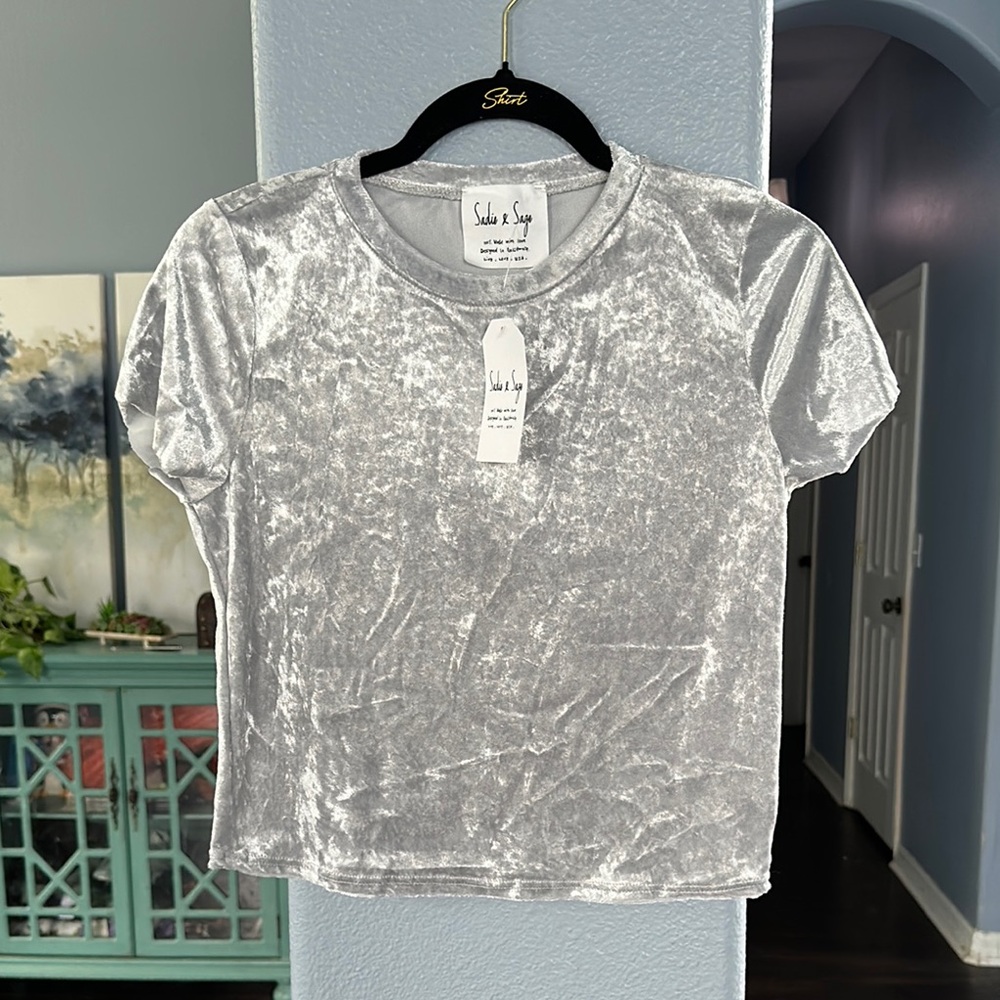 Sadie & Sage Silver Crop Fitted T-Shirt